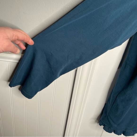 Soft Surroundings 100% Cotton Swirl Applique Long Sleeve Blouse in Blue 2X - Picture 6 of 11